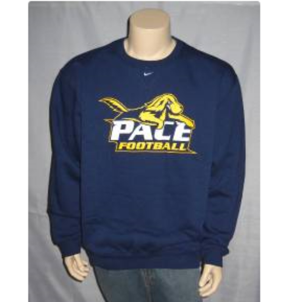 NIKE Pace University Setters FOOTBALL Crew Sweatshirt Navy Blue Adult Sizes